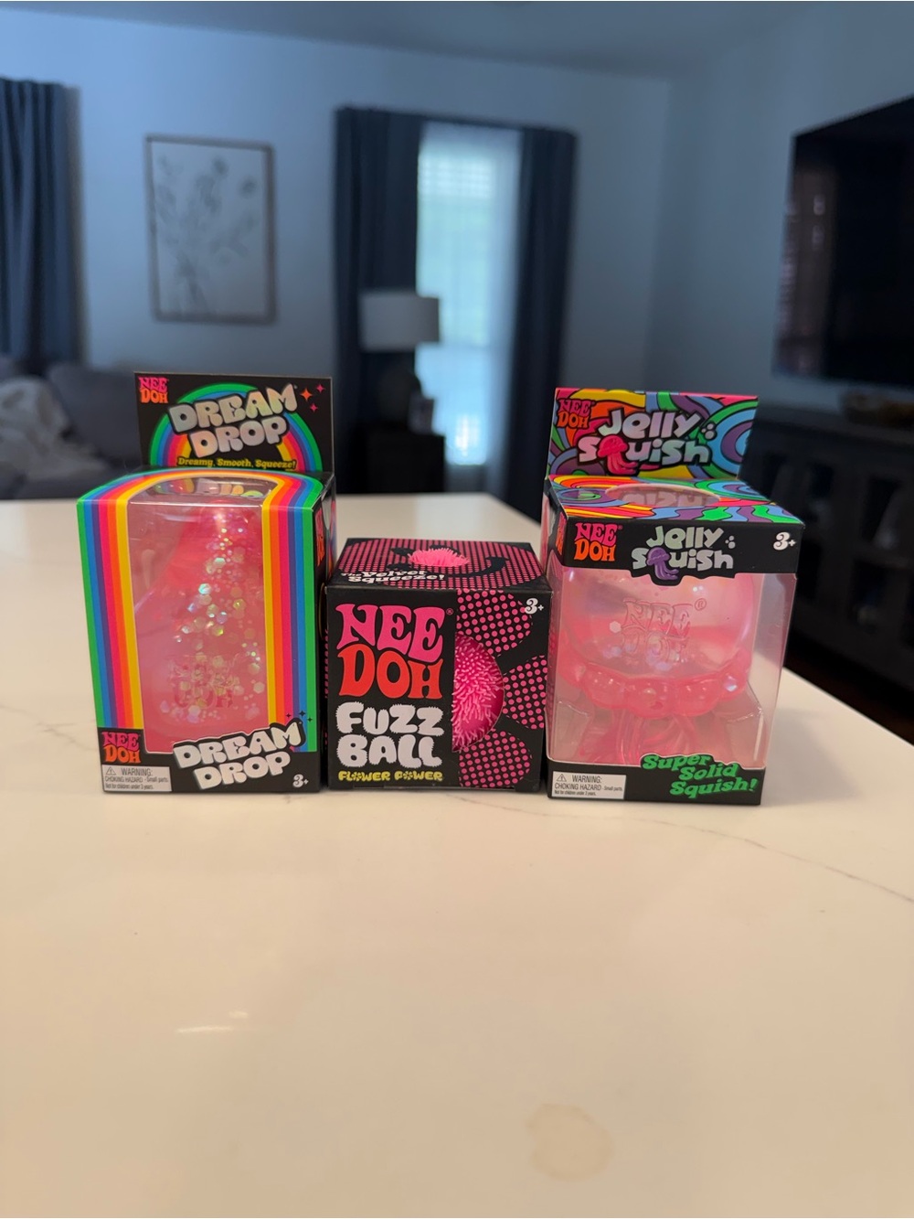Pink Dream Drop & Jelli Squish and- Pink NeeDoh Fuzz Ball